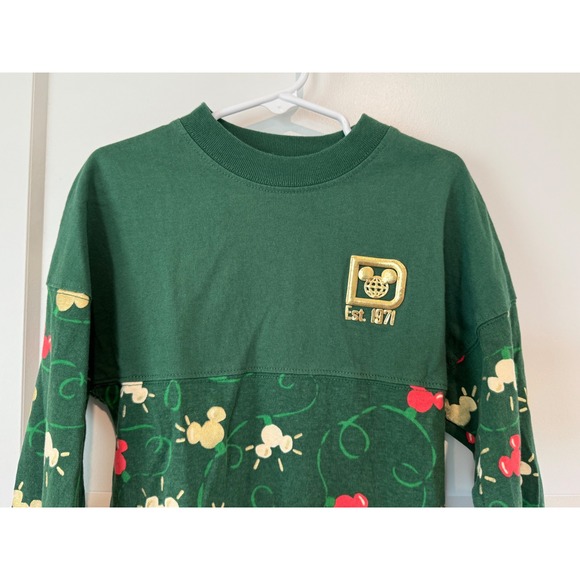 Disney Spirit Jersey Kids XS 4 Walt Disney World Holiday Mickey Christmas Green - Picture 2 of 9